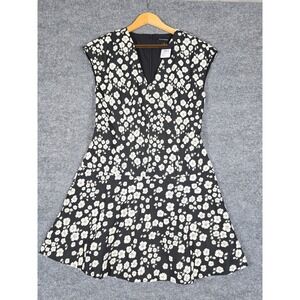 NWT Club Monaco Fit N Flare Jacquard Mini Robe Black White Floral Sz 6 $248 msrp